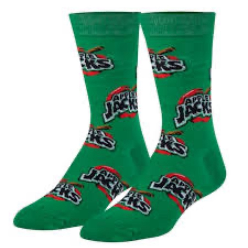 Apple Jacks Kellogg’s Cereal Print Novelty Crew Socks - Men’s Size 6-12.